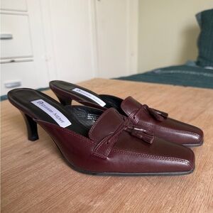 Etienne Aigner Women's Burgundy Tassel Mules